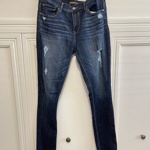 Express distressed, mid rise legging jeans - 10L - Dark Wash